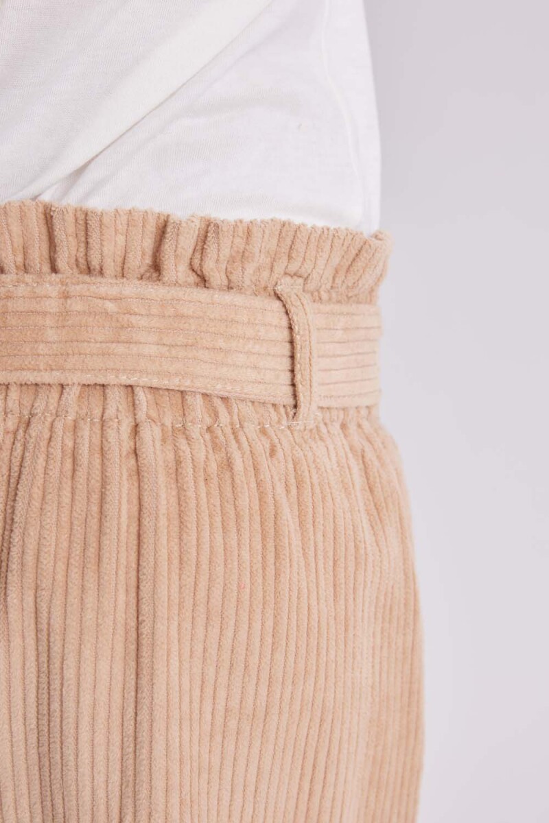 Pantalón ancho con lazo pana Taupe