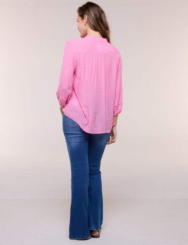 Blusa Con Alforzas En Delantero Y Botones ROSA