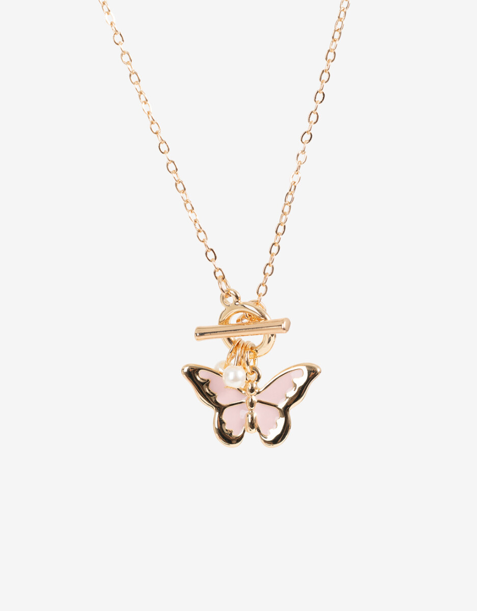 Cadena Con Dije De Mariposa Con Esmalte Bañado En Oro 