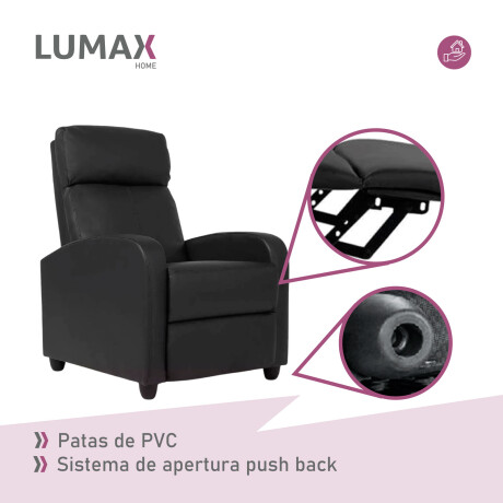 Sillón Reclinable Charlton Butaca Sofa Living Negro