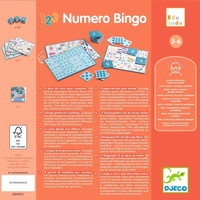 Juego de Mesa Bingo de Números Djeco Juego de Mesa Bingo de Números Djeco