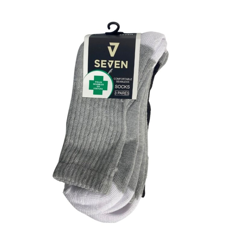 Medias para Diabetico Pack x3 Seven Grey/black