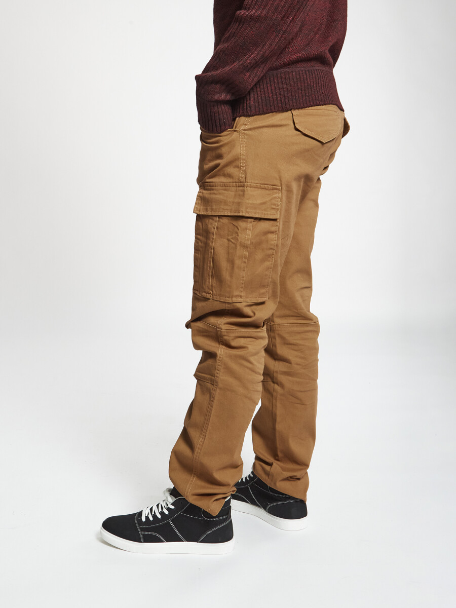 Pantalon cargo slim - tostado 