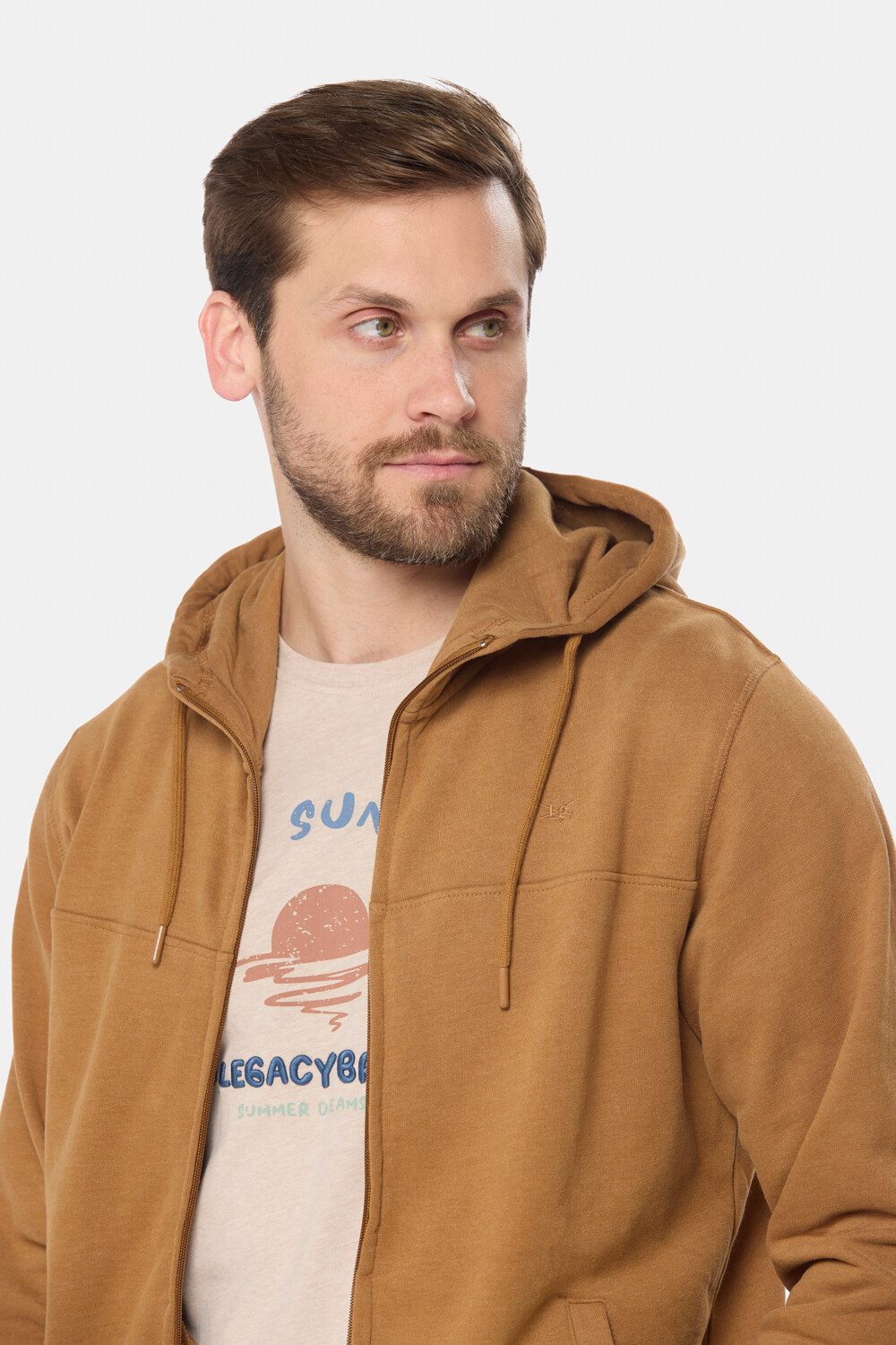 CANGURO CON CIERRE Y CAPUCHA Beige