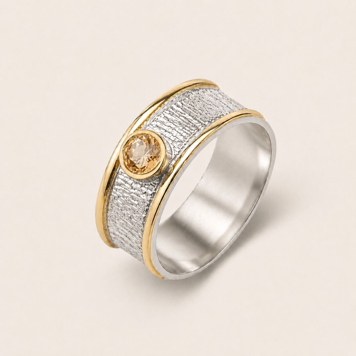 Anillo Positano Ambar - Plata y Oro 