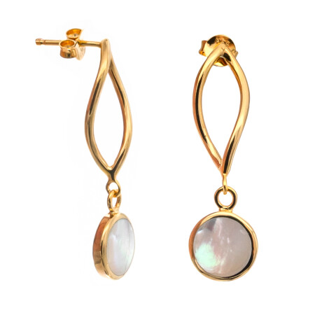 Par de carvanas con baño de oro amarillo y Nácar Par de carvanas con baño de oro amarillo y Nácar