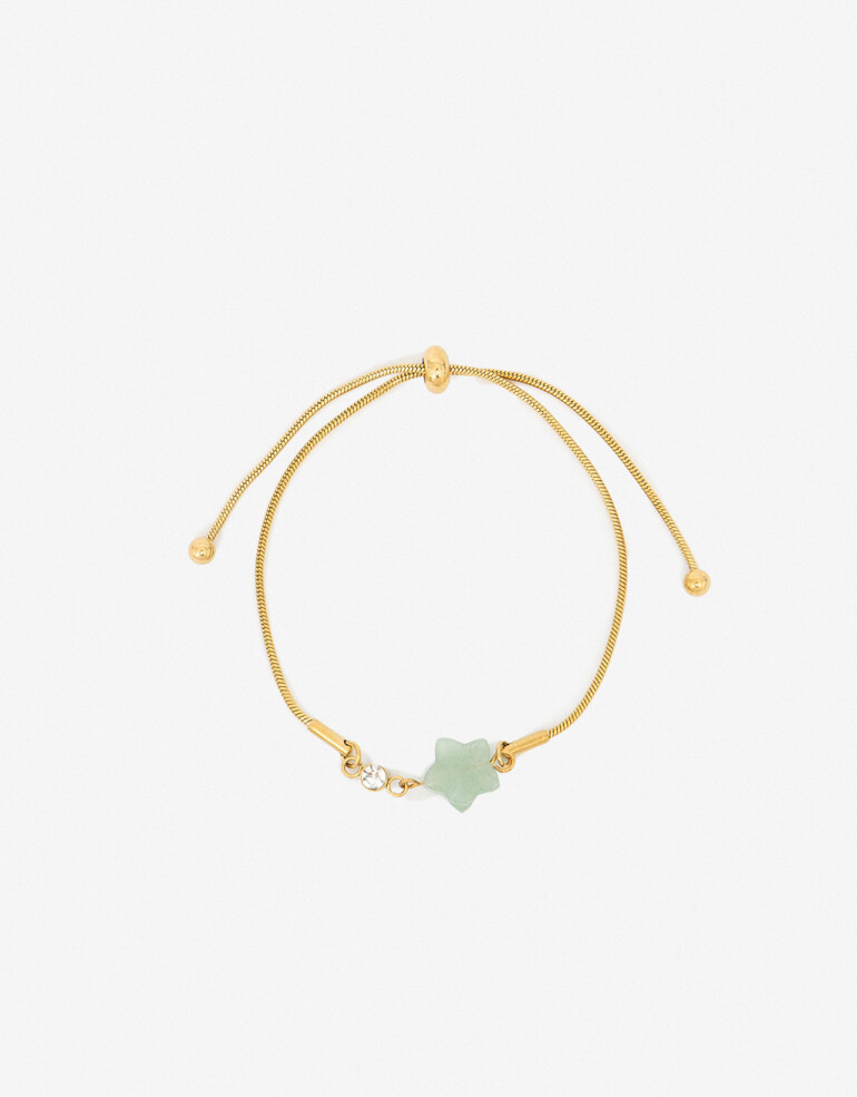 Pulseras Flexibles Piedra Pulsera De Acero Piedra Cuarzo - Dorado