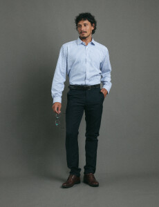 012678 CAMISA HARRINGTON LABEL Blanco/celeste