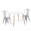 Juego de comedor mesa Cuadrada 80cm + 2 Sillas Tolix Blanco