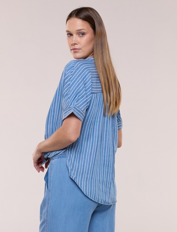 Blusa Lyocell Con Nudo AZUL