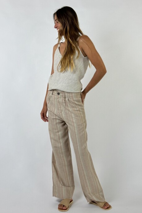 PANTALON MANHATTAN RAYADO Beige