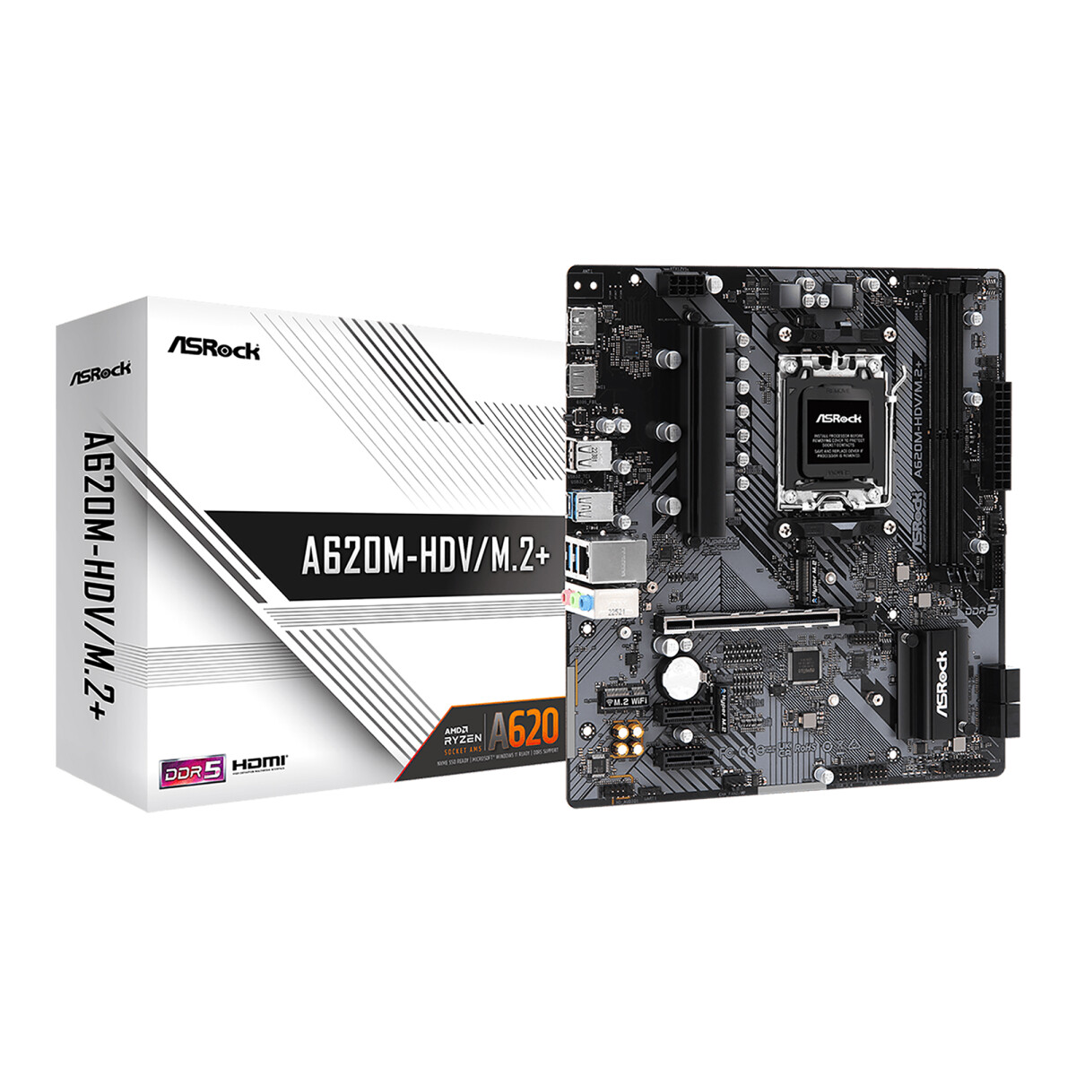 Asrock - Tarjeta Madre A620M-HDV/M.2+ - Socket AM5. DDR5 7200+ (Oc). Display, Hdmi. 4 X SATA3, 2 X H 