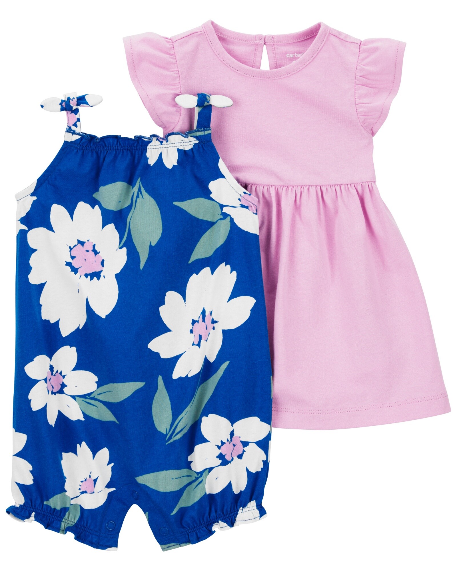 Set dos piezas de algodón, vestido y monito bombachudo Sin color