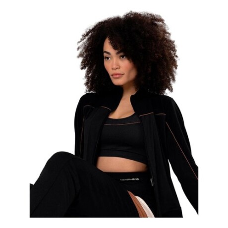 Campera deportiva para dama Graphene Negra y detalle Rojo Negro