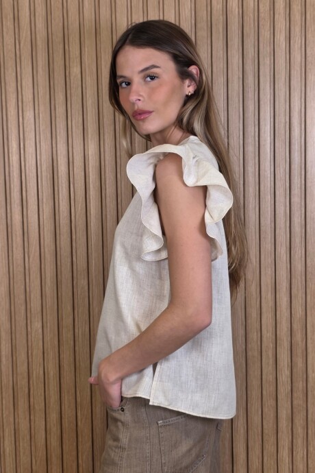 Musculosa Jesusa Lino Beige Melange