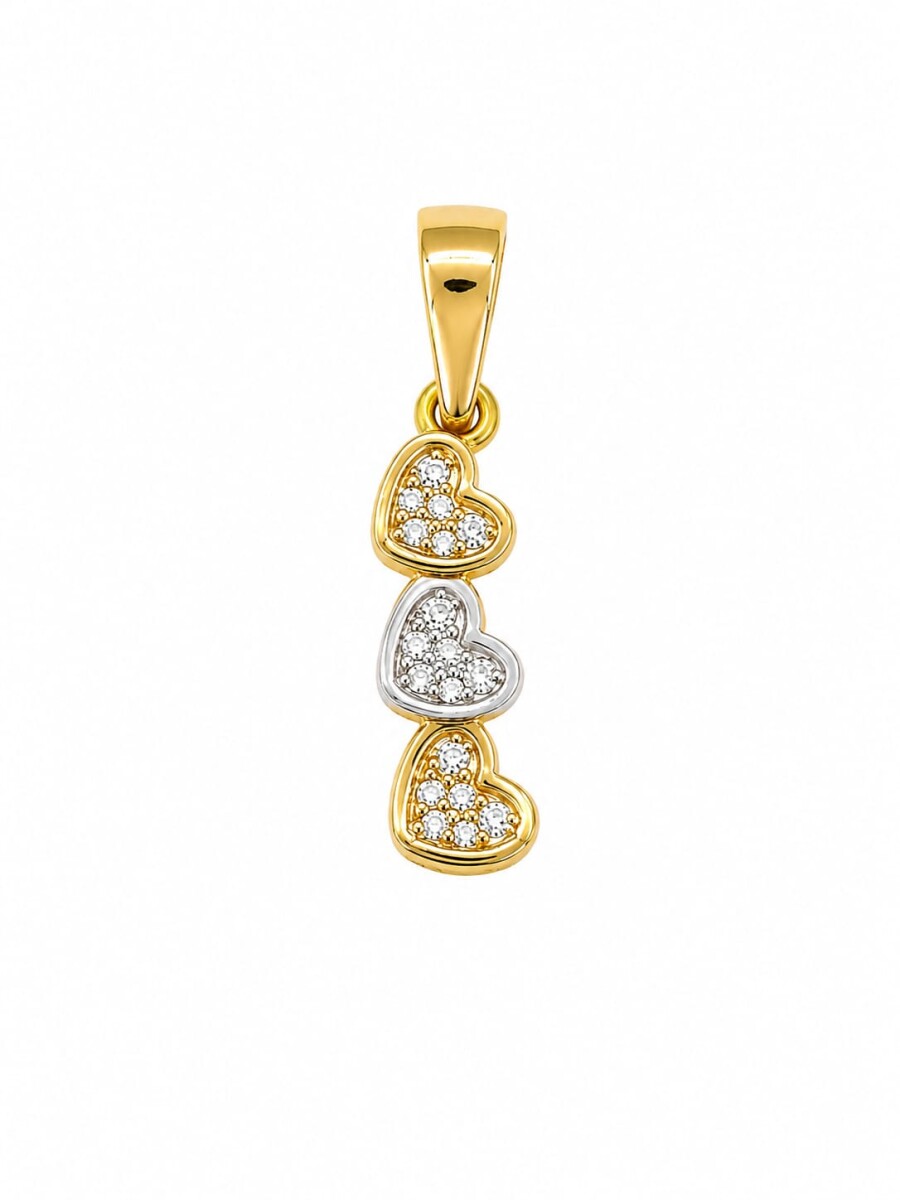 Colgante tres corazones Oro 10 Kt 