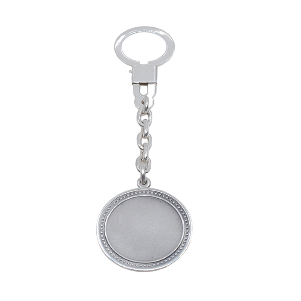 Llavero Plata 925 ,Medalla Redonda Empavonada Llavero Plata 925 ,Medalla Redonda Empavonada
