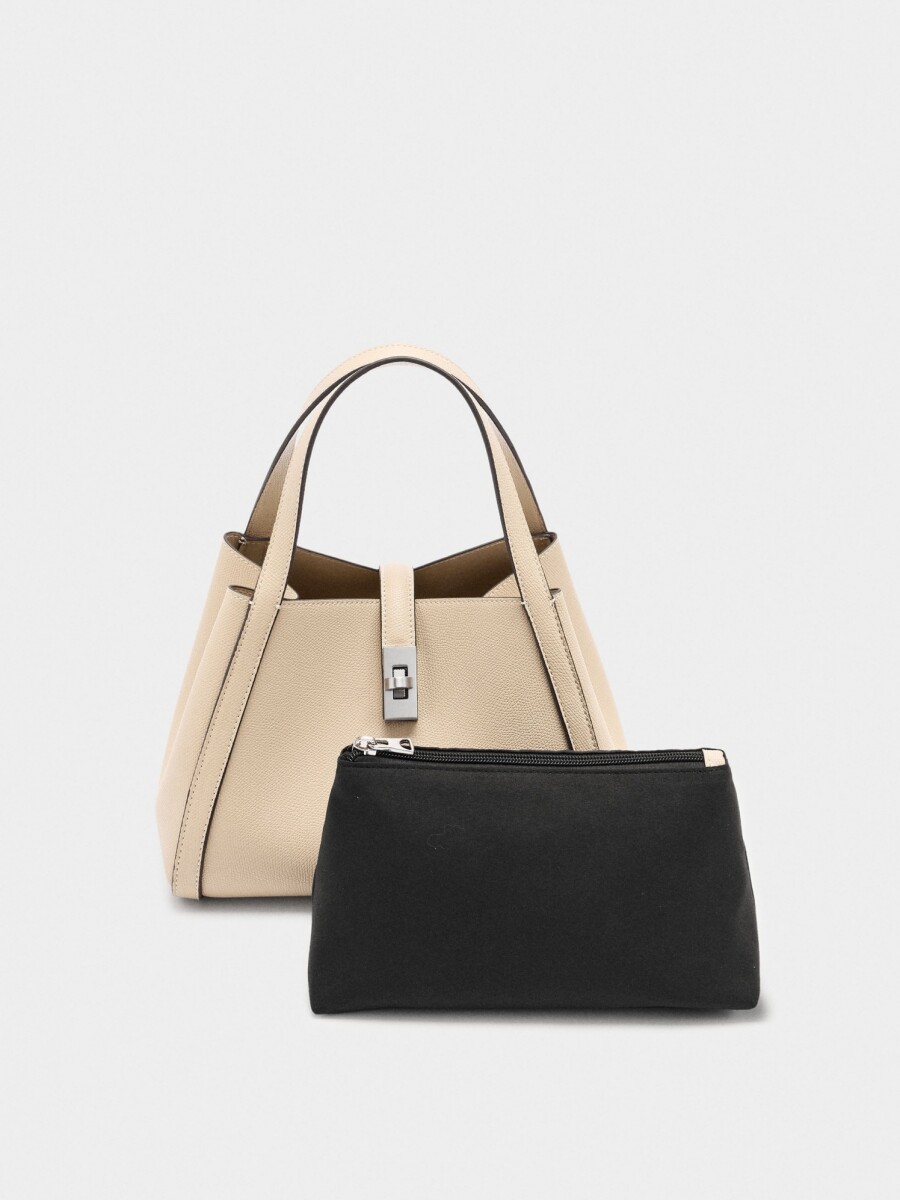 Bolso Tote Con Bolsa Interior crudo