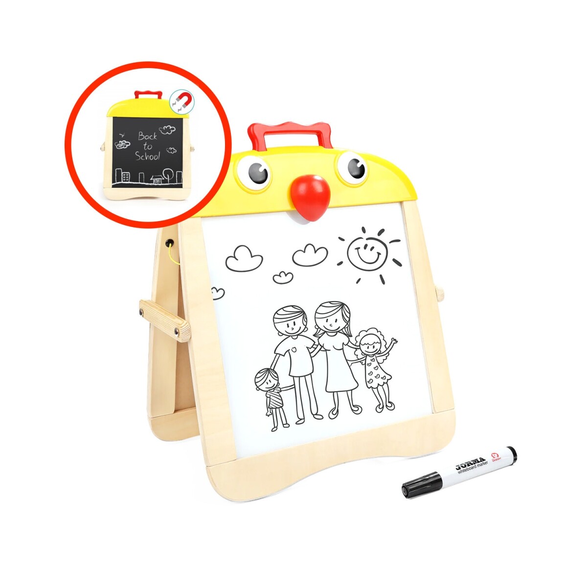 Pizarra didáctica Top Bright Búho doble cara para tiza y marcador 