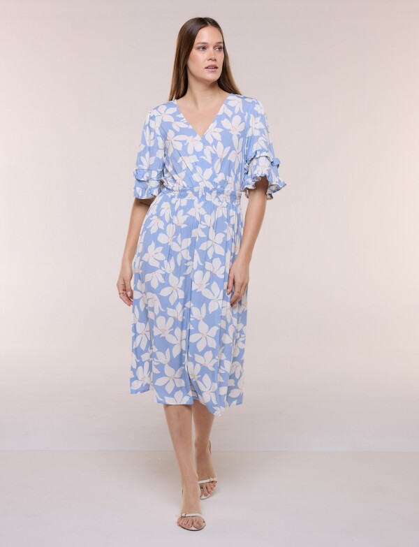 Vestido Volados Printed CELESTE/MULTI