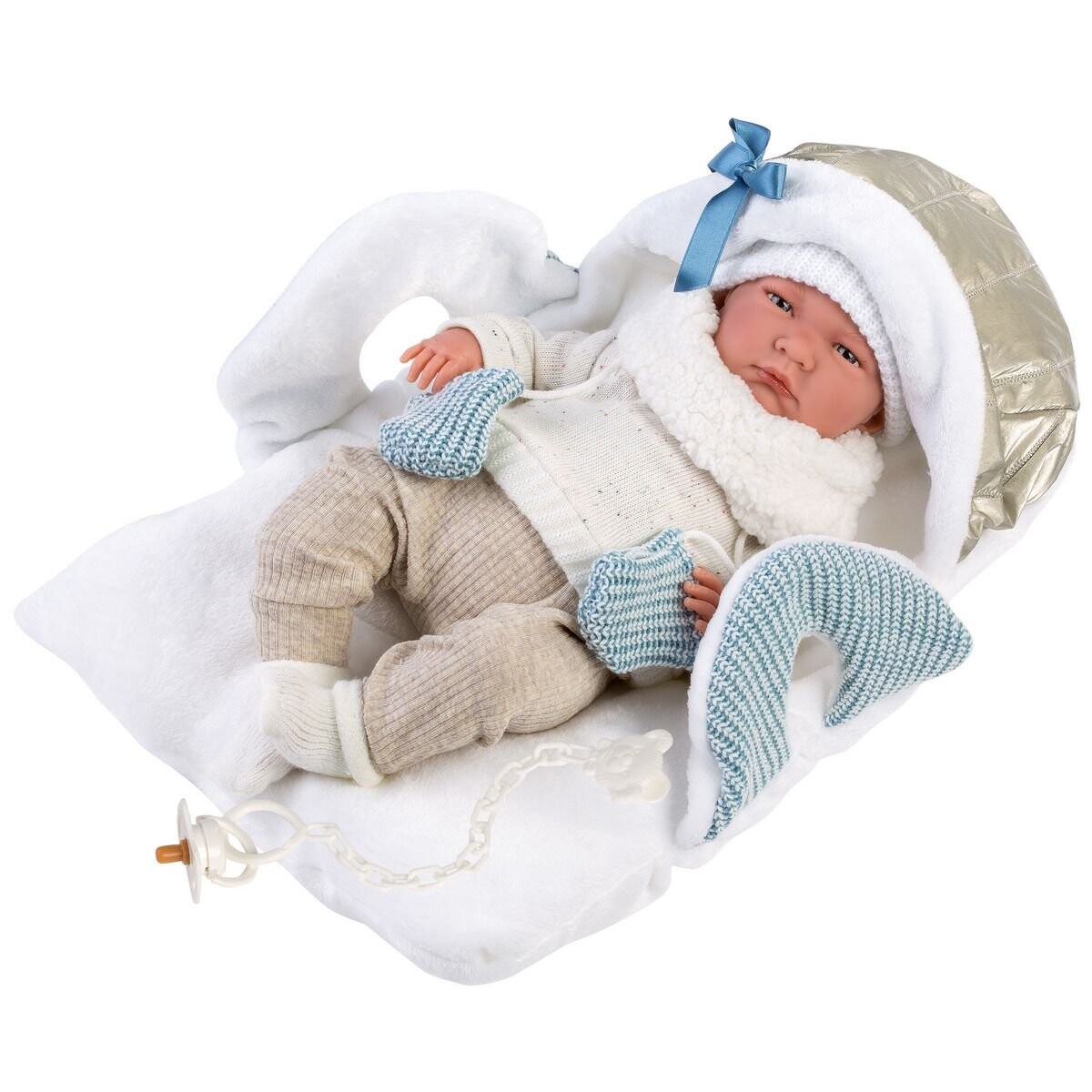 Muñeco Llorens Lalo Lloron Transporta Bebe Chupete Abrigo - Variante Modelo Lalo Capazo 