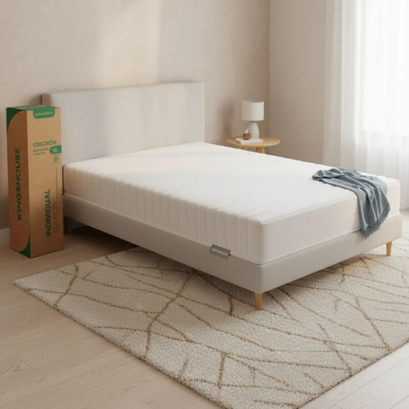 Colchon espuma con resortes 1 plaza de alta densidad en caja 188x80x16 cm Colchon espuma con resortes 1 plaza de alta densidad en caja 188x80x16 cm