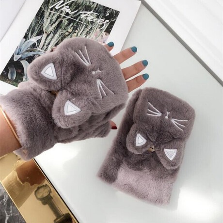 Mitones guantes peluche Gatito Gris