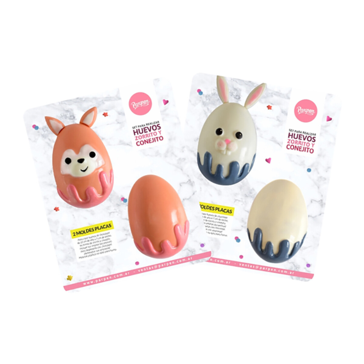 Placa Huevo Zorrito y Conejito 10 cm 