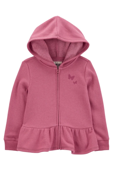 Campera de algodón con felpa, con capucha, volado y bordado Campera de algodón con felpa, con capucha, volado y bordado