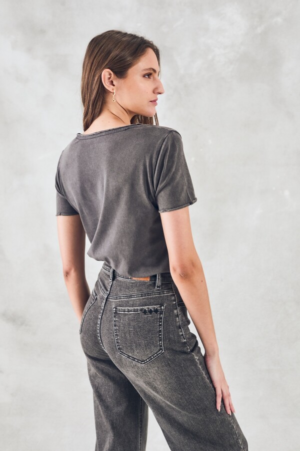 Remera Algodón Lavado Negro Lavado