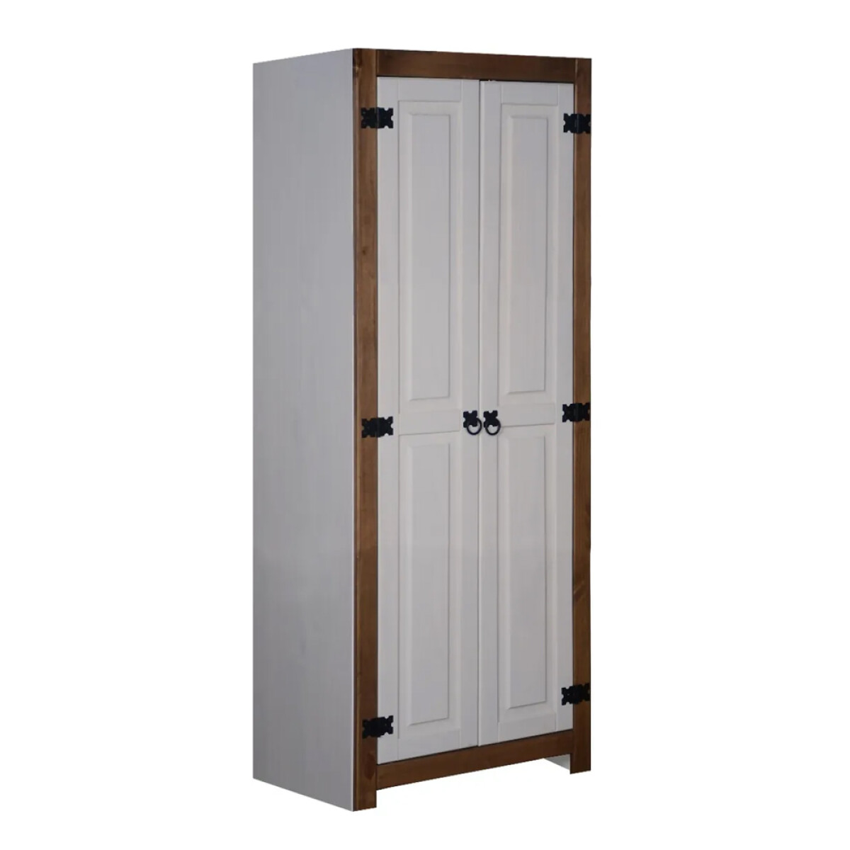 Ropero Armario 2 Puertas Estantes Multiuso Madera Maciza - BLANCO 