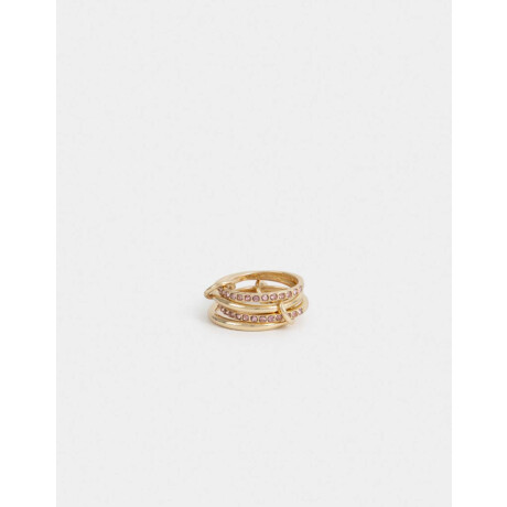 Anillo Con Strass Dorado