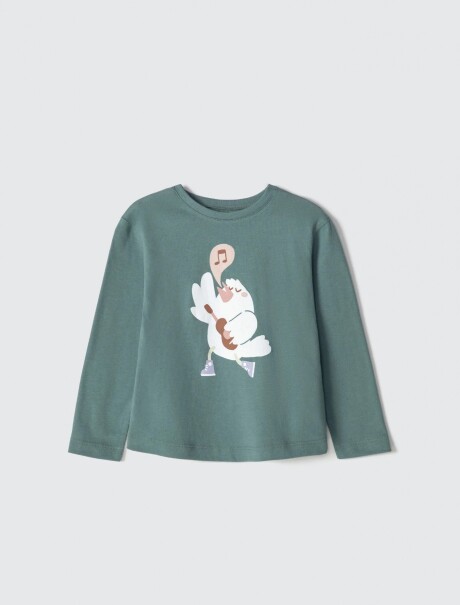 BLUSA INFANTIL CON ESTAMPA VERDE