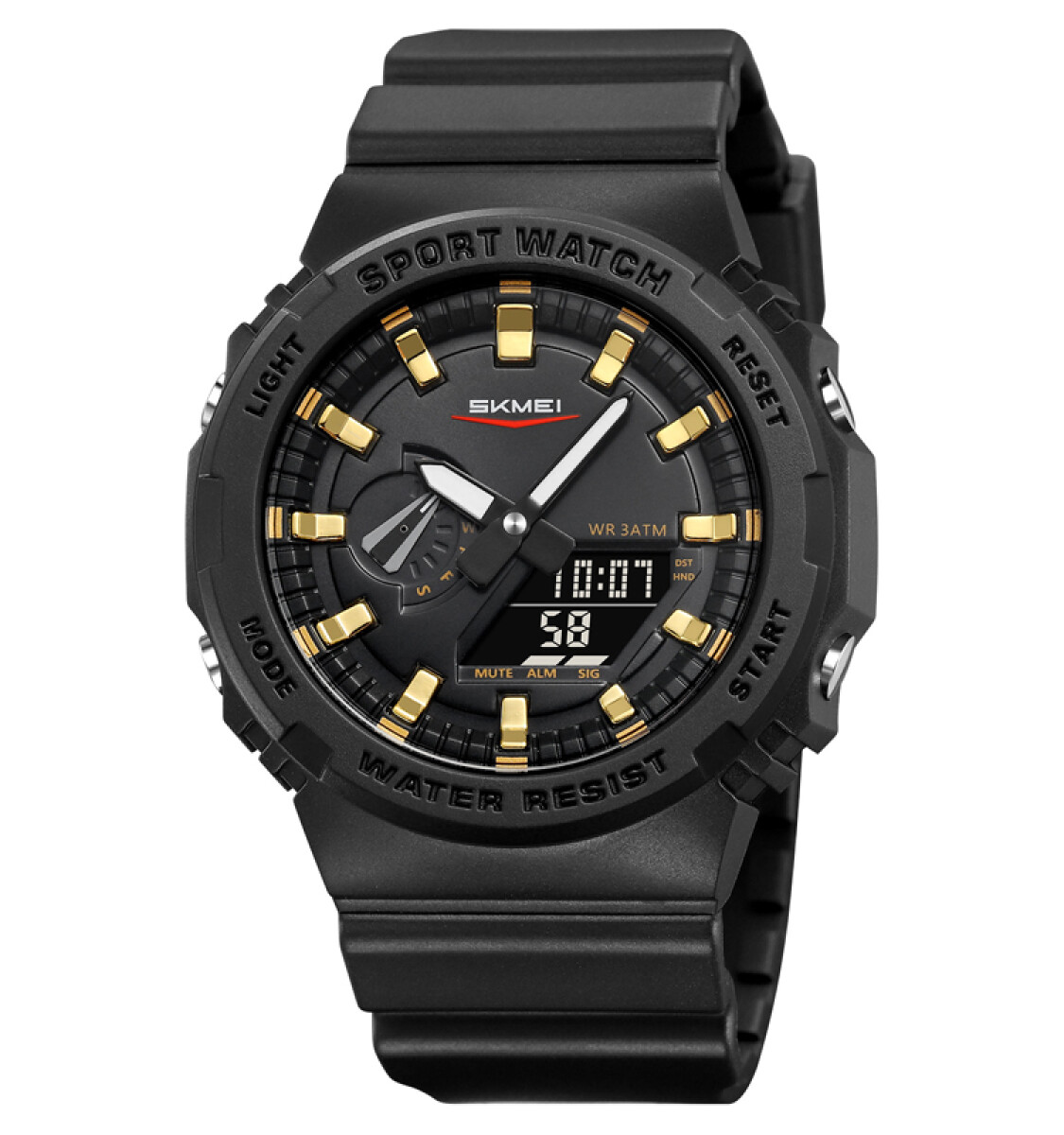 Reloj Skmei 2351bkgd Color Negro Con Detalles Dorados Para Hombre 