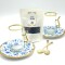Set de té para dos personas vip cerámica Celeste y blanco