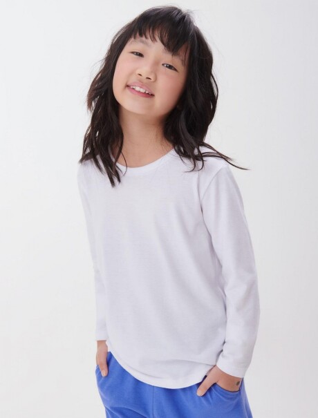 CAMISETA BÁSICA UNISSEX INFANTIL MANGA LARGA BLANCO