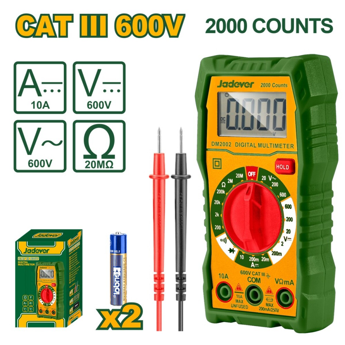 Tester multímetro digital 600v jadever JDDM2506 