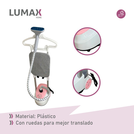 Plancha Vertical a Vapor Lumax Portátil 1,6L Blanco Rosado