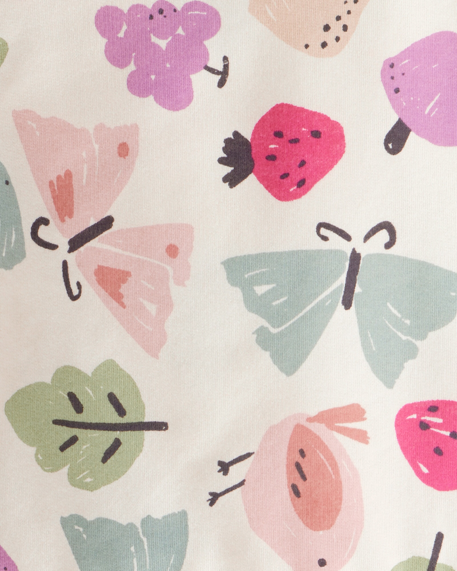 Set dos piezas de algodón, pantalón y buzo, diseño frutal Set dos piezas de algodón, pantalón y buzo, diseño frutal