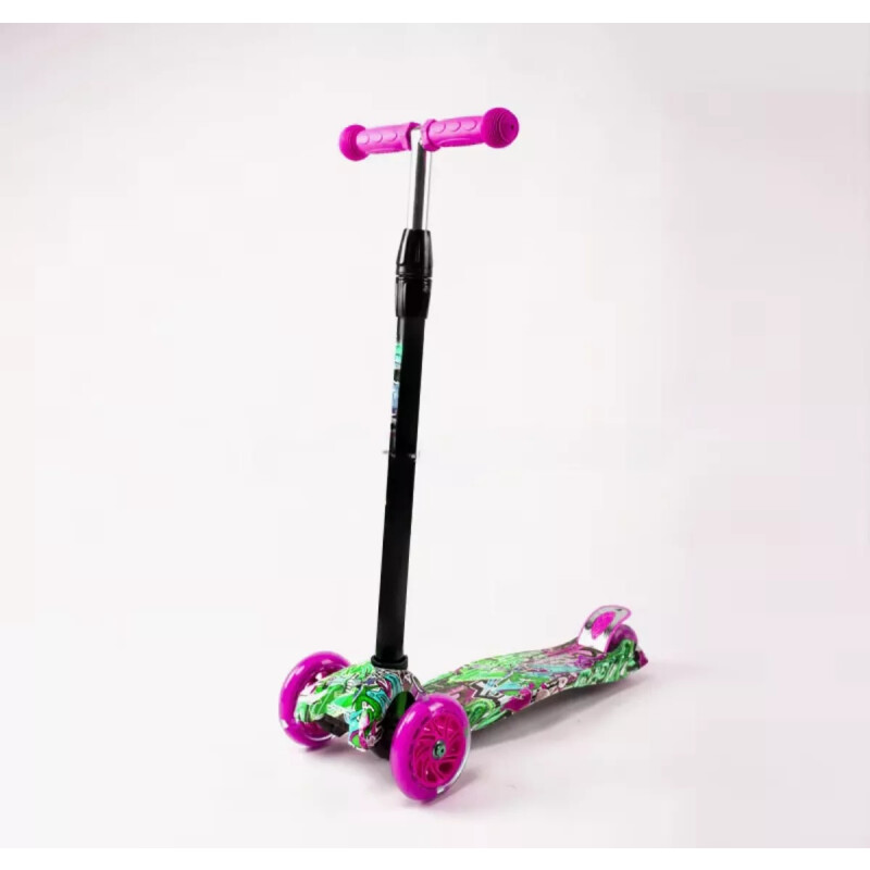 Monopatín Piccoly 3 Ruedas Para Niños Ajustable Con Luces Rosa