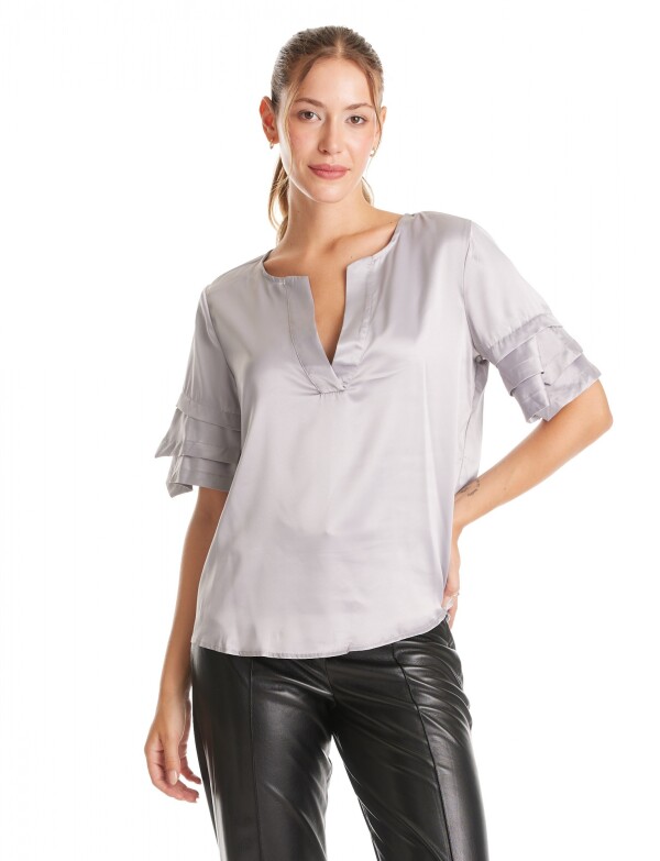 Blusa Saten Volados GRIS