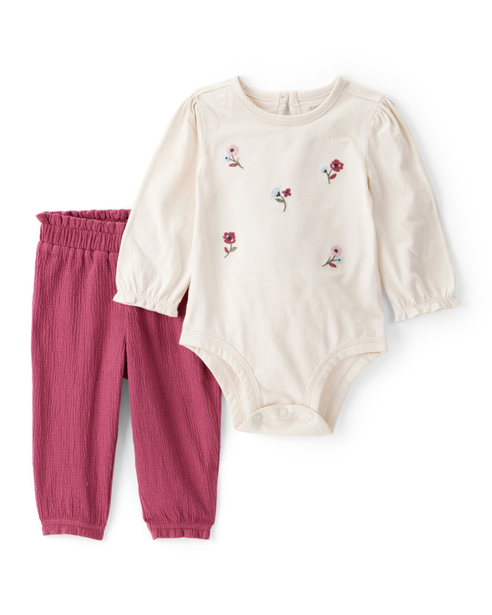 Set dos piezas, pantalón de jersey arrugado y body de algodón Set dos piezas, pantalón de jersey arrugado y body de algodón