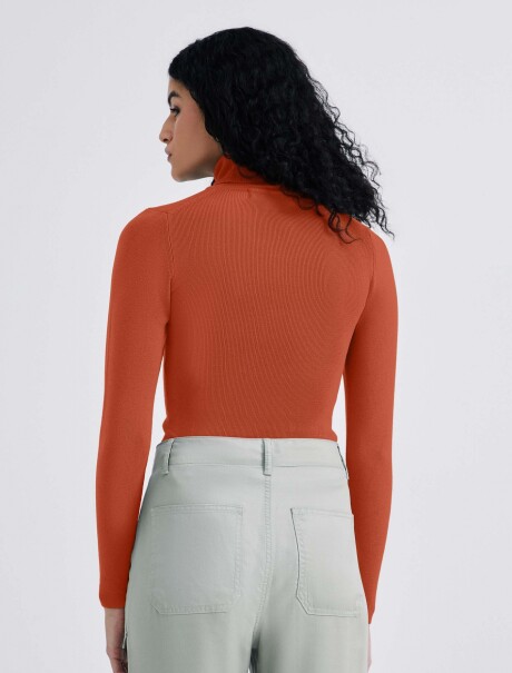 BLUSA MANGA LARGA CUELLO ALTO NARANJA