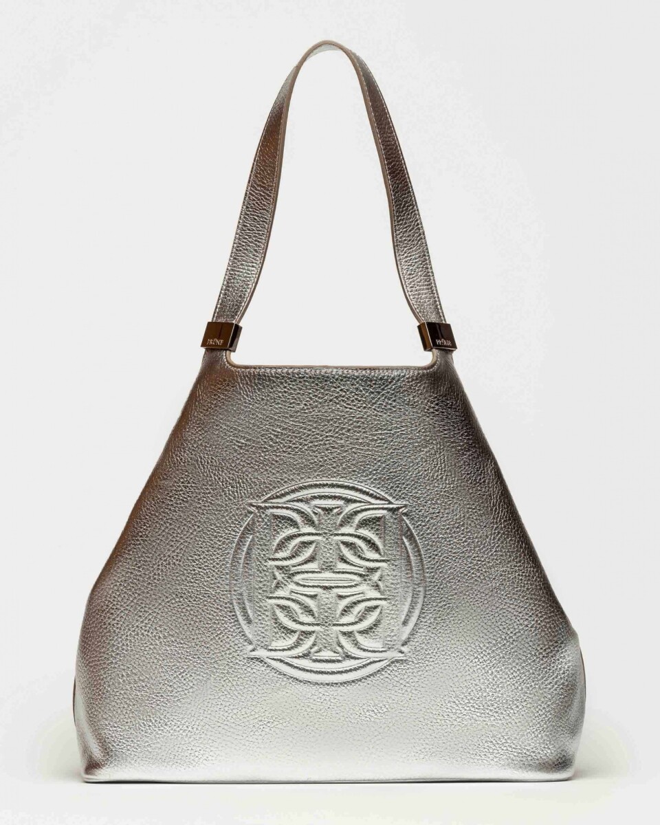 Bolso Eterial en cuero graneado metalizado - Plata 