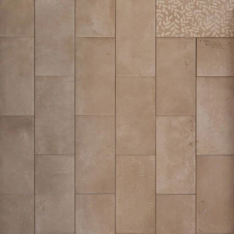 Ceramica Beige Mate Decorado Flores 10X20Cm Pared GAMAS DE BEIGE