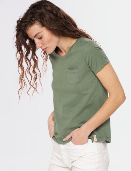 REMERA CON BOLSILLO Verde melange