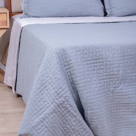 SET CUBRECAMA KING ALGODON-Y-POLIESTER GIRS RICE AZUL GRISACEO