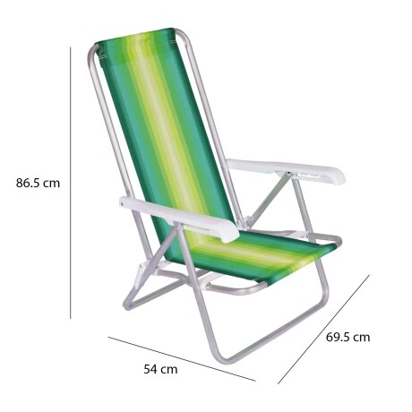 Reposera Silla Reclinable De Playa 4 Posiciones Aluminio Verde