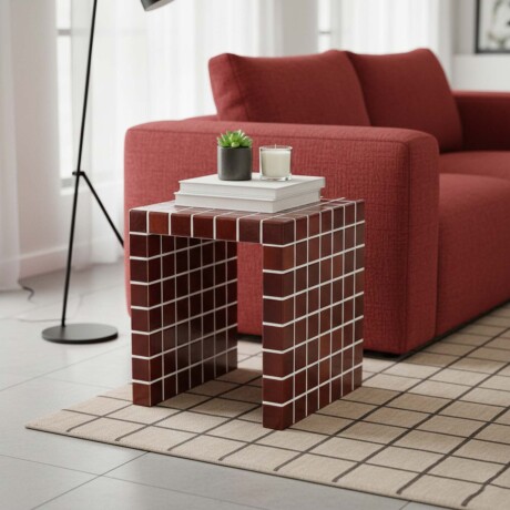 MESA LATERAL CERAMICA ROJO ILIOS BORDEAUX