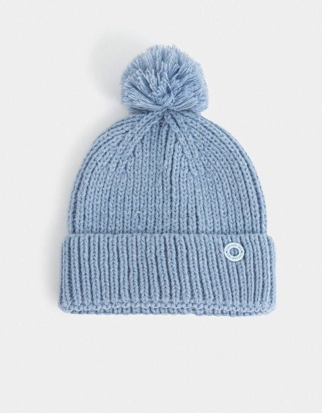Gorro Romántico Gorro Tejido Con Pompón - Azul Celeste